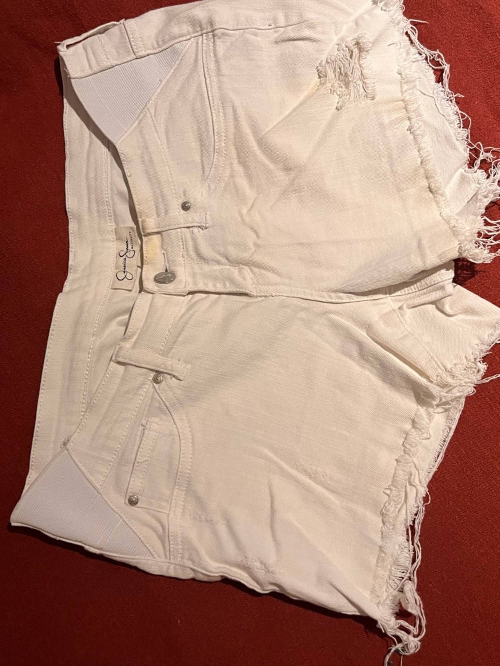 Jessica Simpson Maternity White Denim Shorts with elastic sides